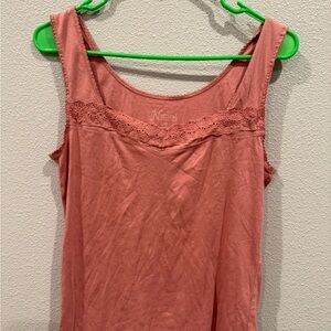 Natural Reflections Women's Pink Lace Trim Tank Top